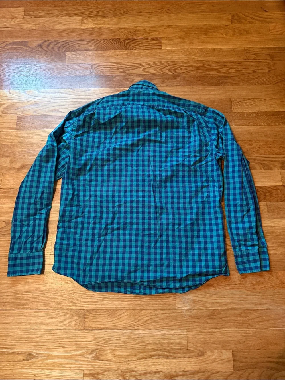 J. Crew Men's XL Button Shirt Long Sleeve Check Green Flex Washed Slim Check